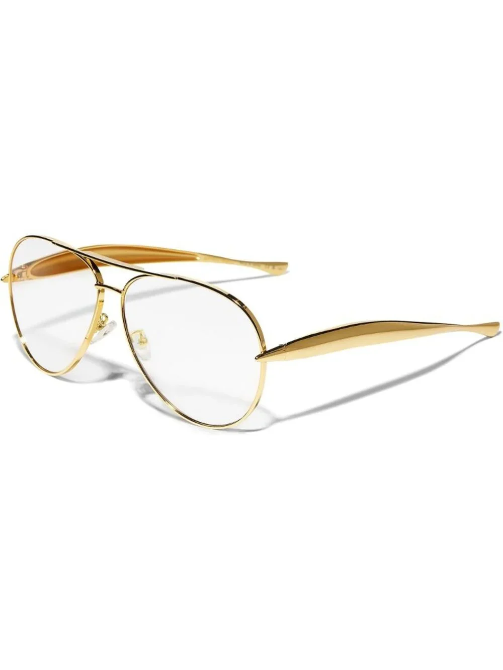 Unisex Gold Frame Clear Lens Aviator Sunglasses Metal Oversized Aviators Sun